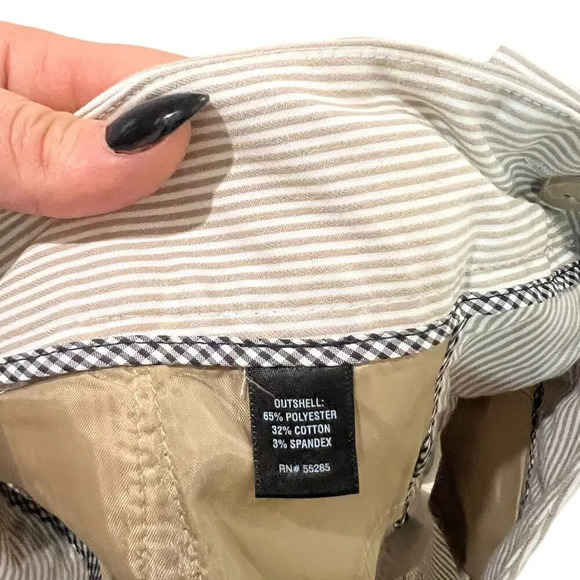 Express Design Studio Women's Size 8 Beige/White Vertical Striped Bermuda Shorts - Picture 3 of 4